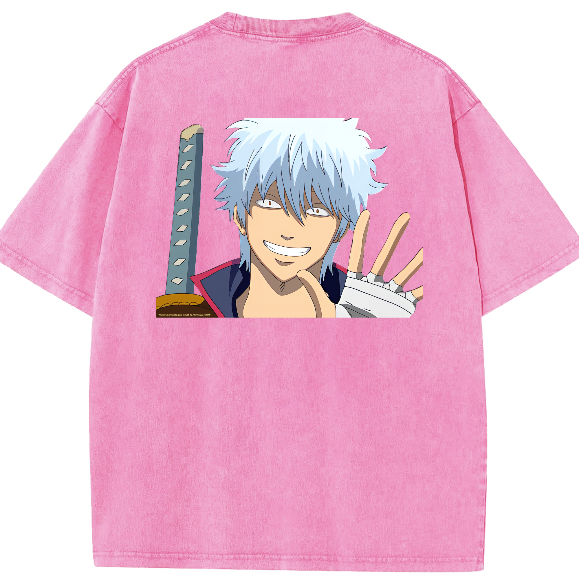 （画像用） ぎんたま 坂田銀時（さかたぎんとき） 神楽 志村新八（しむら しんぱち） GINTAMA Sakata Gintoki Kagura Shimura Shinpachi 綿100% ヴィンテージ風 半袖Tシャツ（背面プリント）